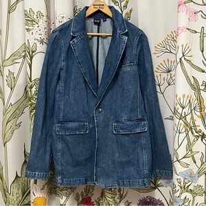 GAP Women's Blue Denim Blazer (M Tall)